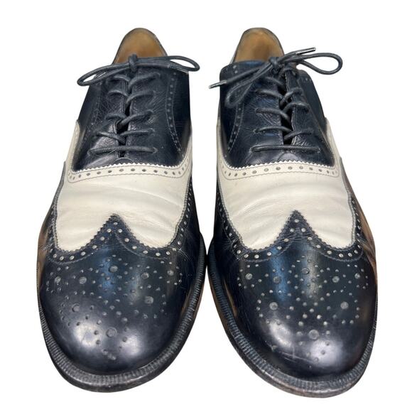 Vintage Salvatore Ferragamo Black White Wingtip Dress Shoe Size 11 D main image 4